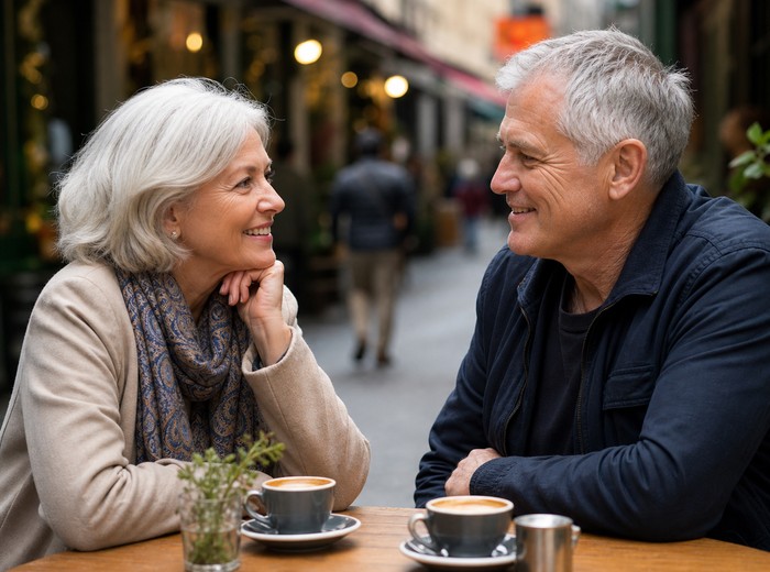 Mature couple at a Melbourne cafe